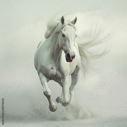 white horse running