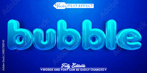 Blue Bubble Vector Editable Text Effect Template
