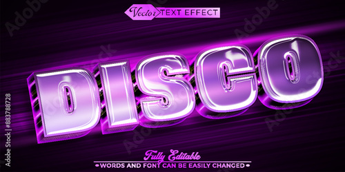 Purple Shiny Mirror Ball Disco Vector Editable Text Effect Template