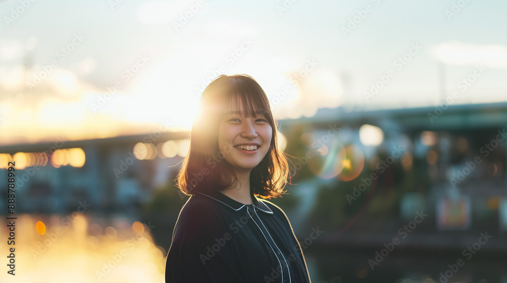 Obraz premium ぽっちゃりとした体型のアジア人女性