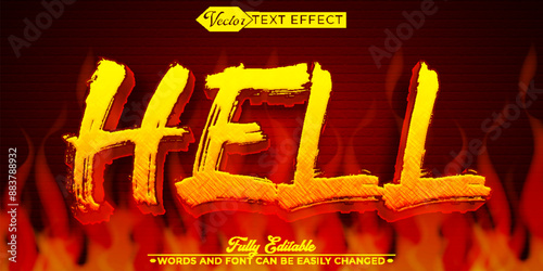 Red Yellow Horror Devil Hells Vector Editable Text Effect Template