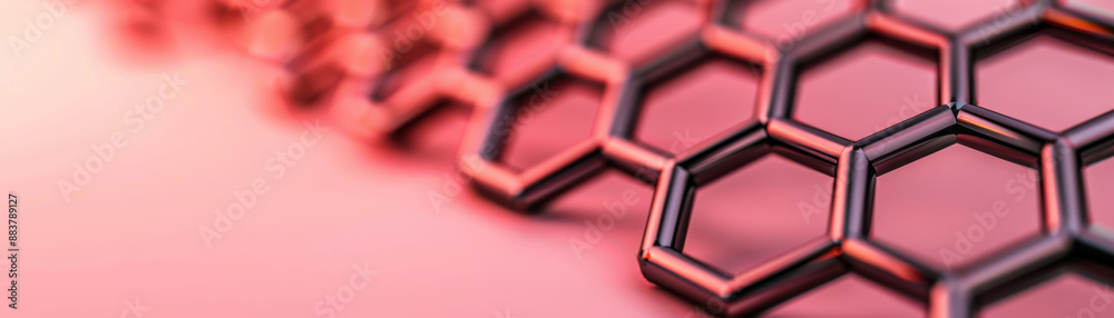 Modern abstract honeycomb pattern in pink and black with a mix of hexagonal shapes, capturing a futuristic and geometric design essence. Modern abstract honeycomb pattern in pink and black with a mix of hexagonal shapes, capturing a futuristic and geometric design essence.
