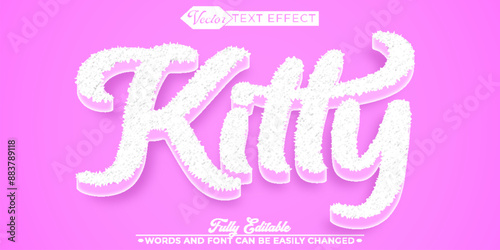 Cartoon Pink Kitty Vector Editable Text Effect Template