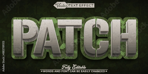 Patch Soldier Green Army  Vector Editable Text Effect Template