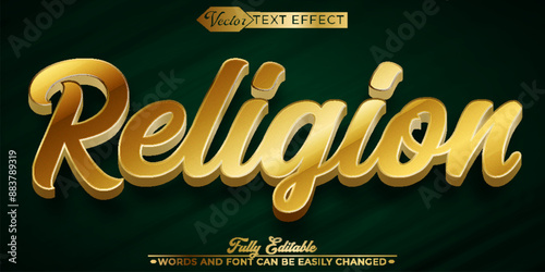 Golden Yellow Religion Muslim Vector Editable Text Effect Template