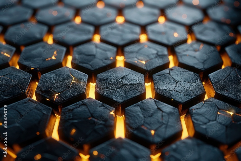 Golden Grid: Luxe Black Metal Background with Hexagonal Dark Geometry and Bright Abstract Lines Golden Grid: Luxe Black Metal Background with Hexagonal Dark Geometry and Bright Abstract Lines