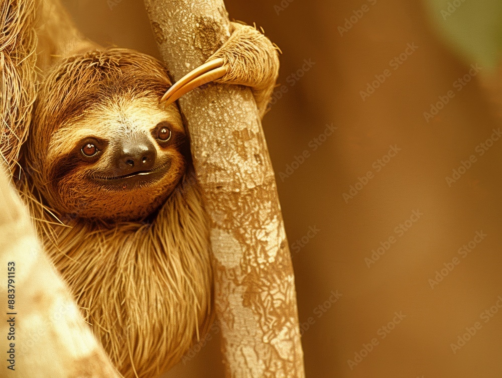 Obraz premium Serene Sloth in Lush Costa Rican Forest, Captured in Natural Habitat During Daytime