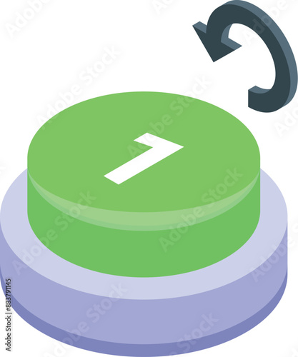 Round button showing number one with rotating arrow above it, retry concept