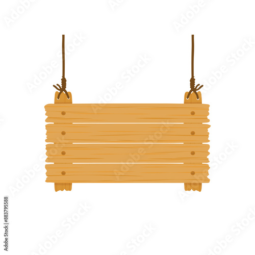 Hanging wooden sign board vector illustration
