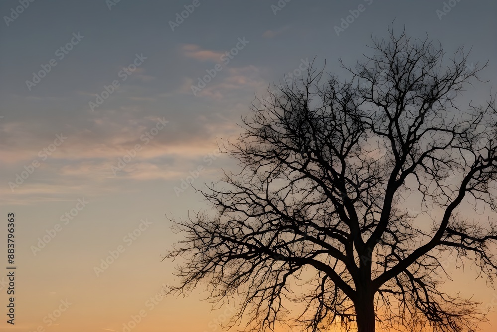 silhouette of a tree at sunset, Generative AI silhouette of a tree at sunset, Generative AI