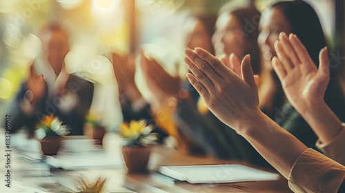 Close up creative design  applaud for job success. Generative AI