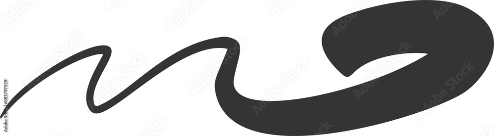 Swoosh underlines. Swish and swash swirl line. Squiggle hand drawn calligraphic stroke. Doodle decorative paint wavy flourish