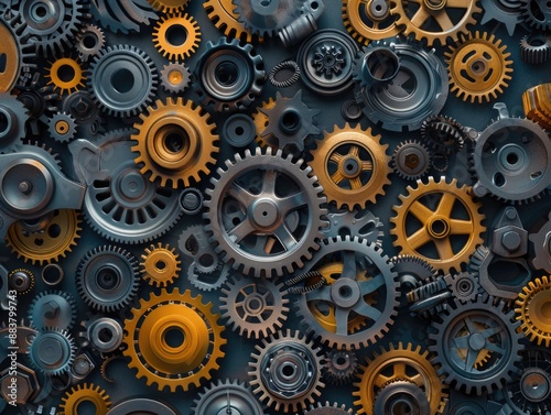 Wallpaper Mural Close-up of mechanical gears Torontodigital.ca