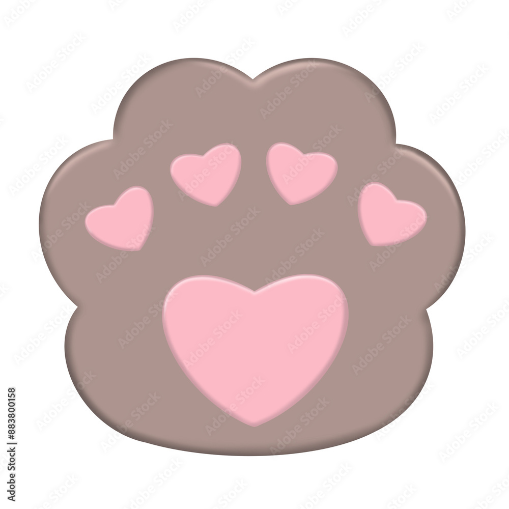 Dog Paw Love with a heart-shaped frame of dog tracks and trails. Dog or cat Love Heart with cute paw print illustration. Best used for pet care, pet-friendly logo.