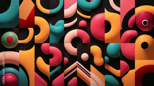Wallpaper Mural Abstract, colorful circles in a seamless geometric pattern create a vibrant retro wallpaper design Torontodigital.ca