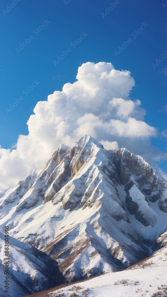 Obraz premium Snowy mountain against blue sky 
