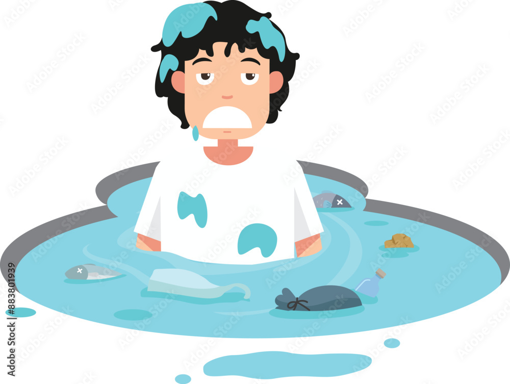person drowning in water,watch your step illustration vector person drowning in water,watch your step illustration vector