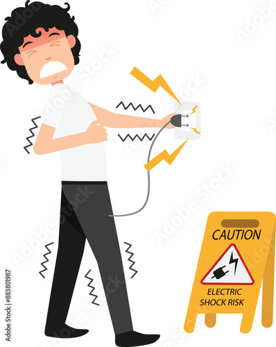 Electric shock risk caution sign
