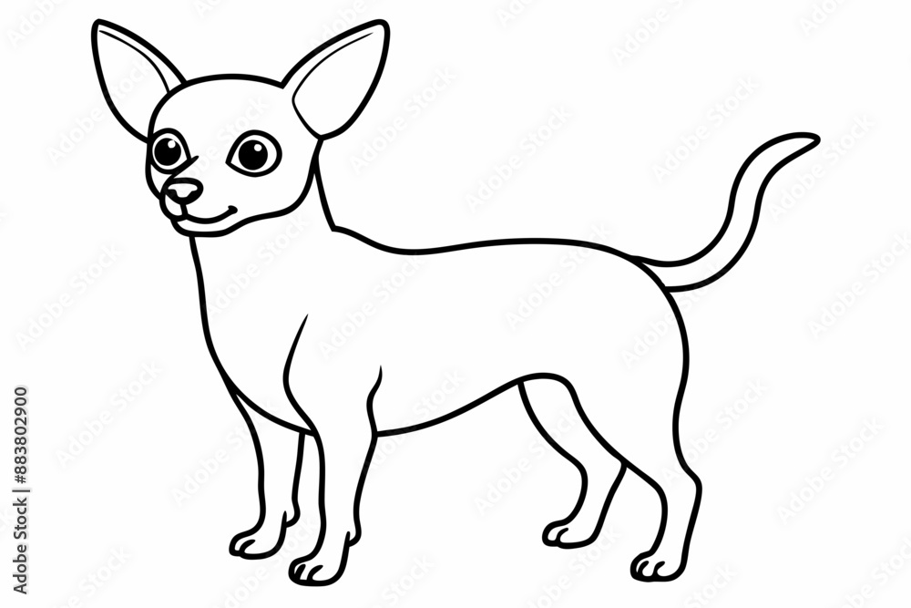 Chihuahua Dog breed line art vector Isolated on white background Chihuahua Dog breed line art vector Isolated on white background