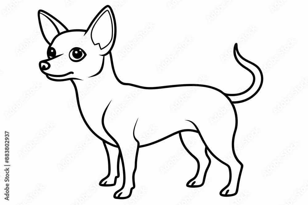 Chihuahua Dog breed line art vector Isolated on white background Chihuahua Dog breed line art vector Isolated on white background