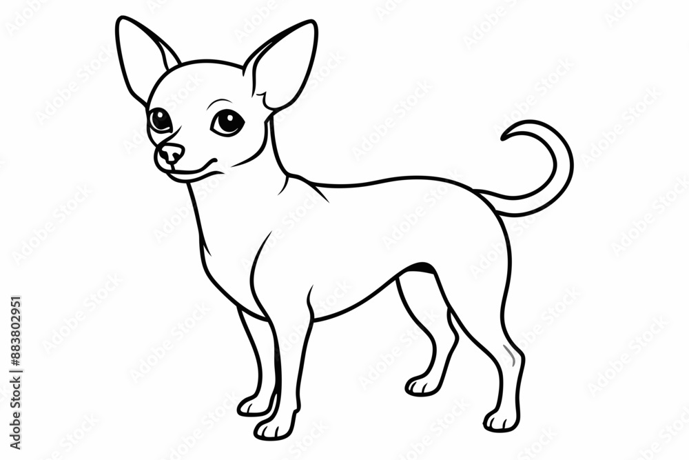 Chihuahua Dog breed line art vector Isolated on white background Chihuahua Dog breed line art vector Isolated on white background