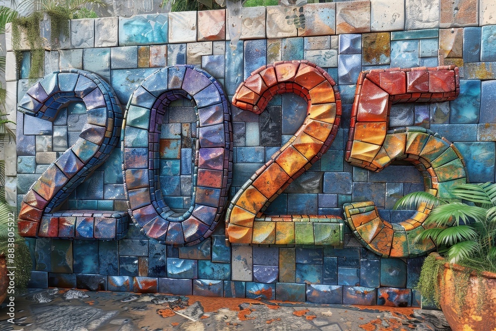 Colorful mosaic depicting the numbers Colorful mosaic depicting the numbers