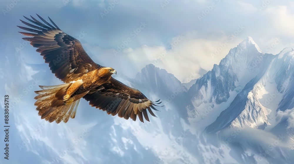 Obraz premium A majestic eagle soaring gracefully through the sky