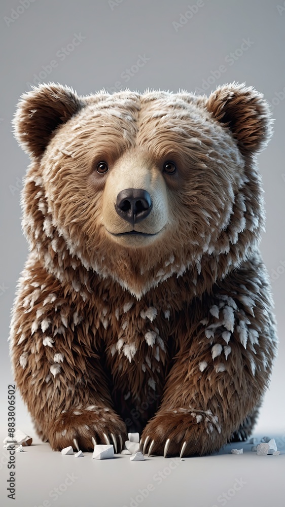 3D render, 8K High detail of a cute bear full body, white solid background 3D render, 8K High detail of a cute bear full body, white solid background