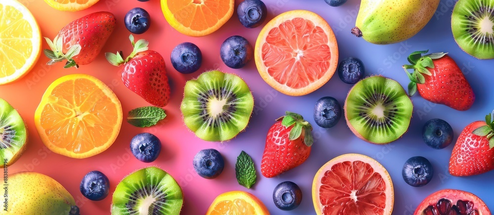 Naklejka premium Colorful Fruit Collage: A Feast for the Eyes