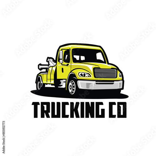 truck towing vector company logo.bold badge emblem logo icon