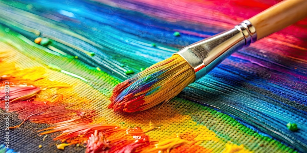 Fototapeta premium A close-up view of a vibrant brush stroke on a canvas, painting, art, abstract, acrylic, color, texture, stroke, creativity