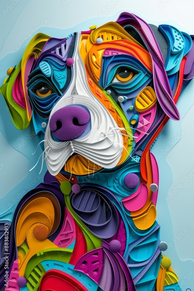 Fototapeta premium D abstract caricatures of lovable pets in bright vivid colors AI generated illustration