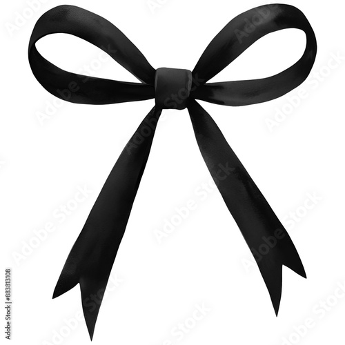 Black Bow PNG, Watercolor Ribbon Bow Clipart