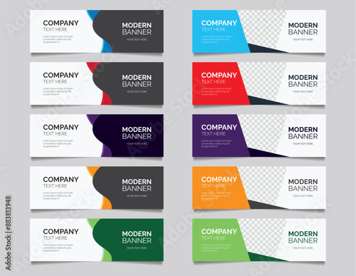 Modern web banners template with diagonal elements for a photo. Universal design for advertising business
