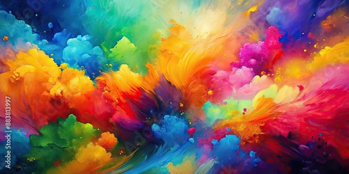 Abstract paint background with vibrant colors and dynamic brush strokes, abstract, paint, background, colorful, vibrant