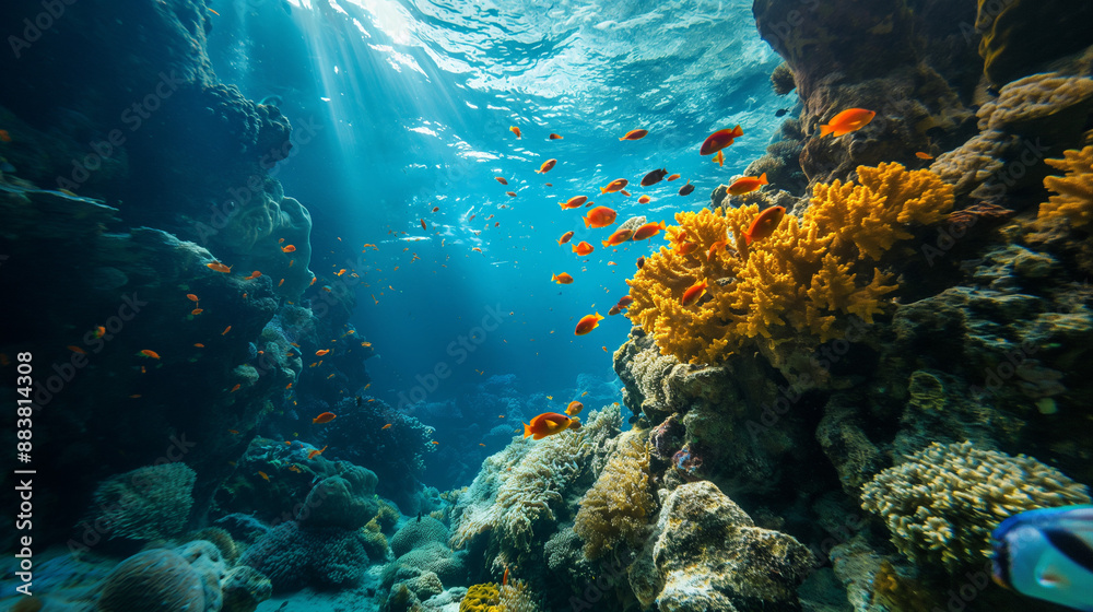 Fototapeta premium beautiful underwater tropical coral reef scene