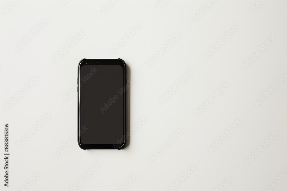 Black & White Minimalism: Top-Down View of a Smartphone (Empty Screen) Black & White Minimalism: Top-Down View of a Smartphone (Empty Screen)