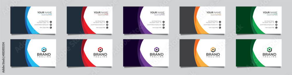 Naklejka premium Minimal golden business card template