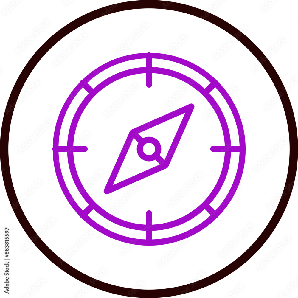 Compass Vector Line Purple Circle Black Compass Vector Line Purple Circle Black