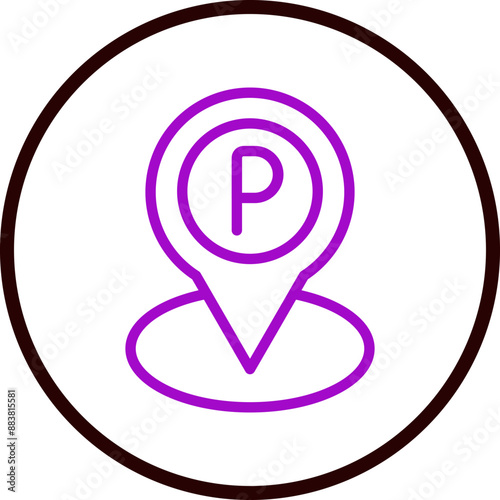 Car Park Vector Line Purple Circle Black