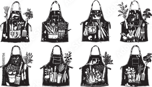 gardening apron silhouettes