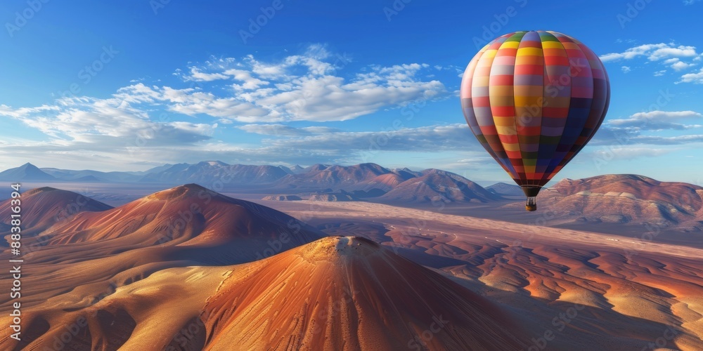 Fototapeta premium Hot Air Balloon Soaring Over the Andes Mountains