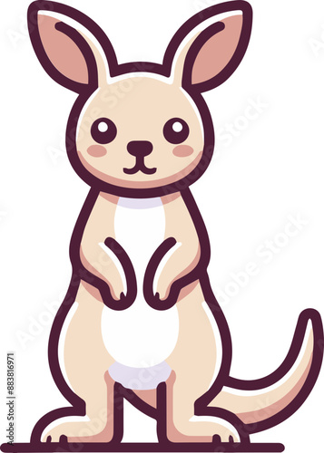 Cute cartoon kangaroo with big eyes and a friendly smile. Perfect for children's books, illustrations, and designs.