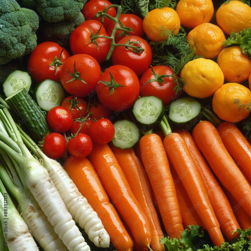 Fresh red tomatoes and green cucumbers, perfect ingredients for a healthy salad Fresh red tomatoes and green cucumbers, perfect ingredients for a healthy salad