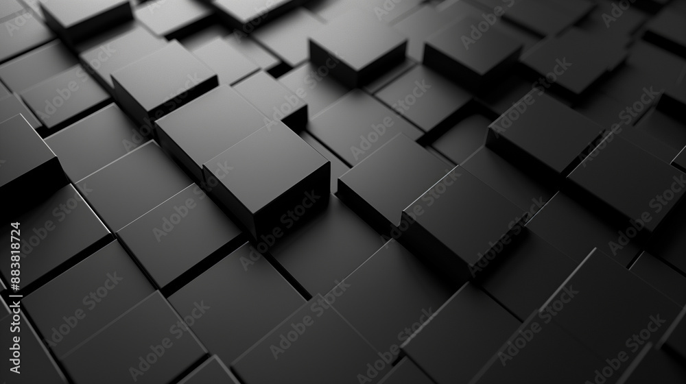 Fototapeta premium abstract background with 3d rectangles modern wallpaper black blocks business background 