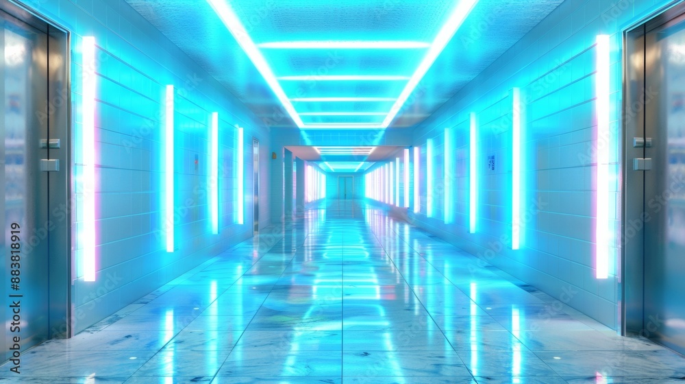 Futuristic Corridor in Tokyo Showcases Neon Lighting and High-Tech Design Amidst Modern Japanese Architecture Futuristic Corridor in Tokyo Showcases Neon Lighting and High-Tech Design Amidst Modern Japanese Architecture