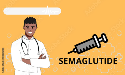Semaglutide vector illustration with doctor characters 