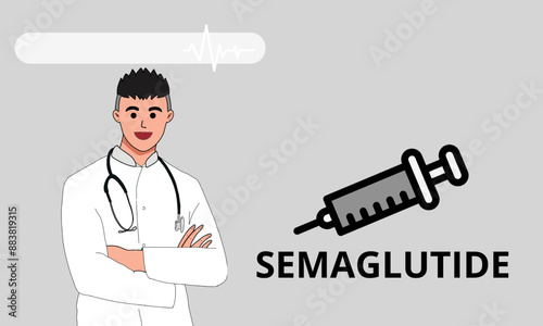 Semaglutide vector illustration with doctor characters 