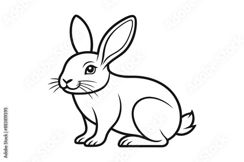 Cute bunny rabbit outline sketch vector illustration.