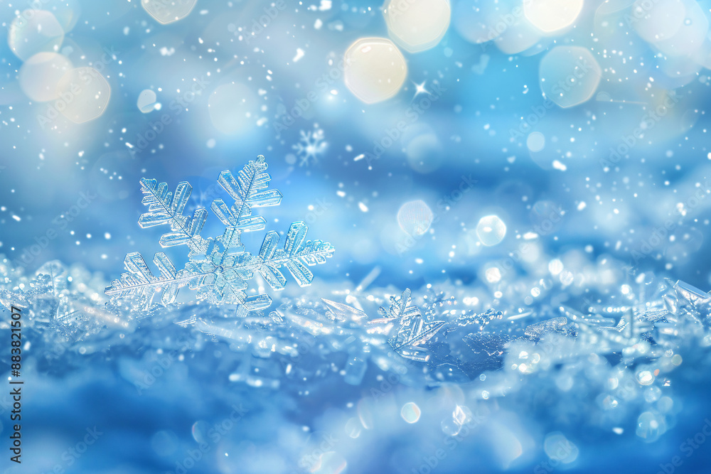 Sparkling Snowflake on Blue Background. Sparkling Snowflake on Blue Background.